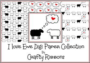 I love Ewe Ribbon - Digi Papers